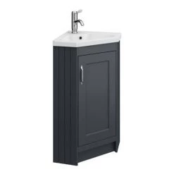 Chatsworth Traditional Graphite Corner Vanity Unit -Victorian Plumbing Shop CHATCRNBLK d4 460