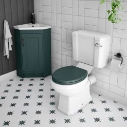 Chatsworth Traditional Green Corner Vanity Unit with Matt Black Handle 2 Chatsworth Traditional Green Corner Vanity Unit with Matt Black Handle -Victorian Plumbing Shop CHATCRNGRNMB d2 460