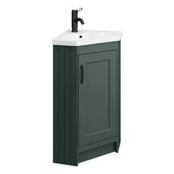 Chatsworth Traditional Green Corner Vanity Unit with Matt Black Handle 3 Chatsworth Traditional Green Corner Vanity Unit with Matt Black Handle -Victorian Plumbing Shop CHATCRNGRNMB d3 460