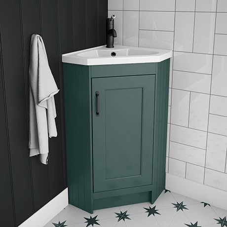 CHATCRNGRNMB_prod.jpg Chatsworth Traditional Green Corner Vanity Unit with Matt Black Handle -Victorian Plumbing Shop CHATCRNGRNMB prod