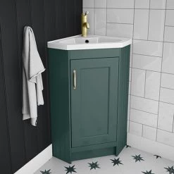 Chatsworth Traditional Green Corner Vanity Unit