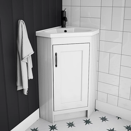 CHATCRNWHTMB_prod1.jpg Chatsworth Traditional White Corner Vanity Unit with Matt Black Handle -Victorian Plumbing Shop CHATCRNWHTMB prod1