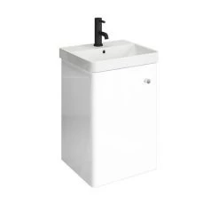 Cruze 400mm Curved Gloss White Wall Hung Vanity Unit -Victorian Plumbing Shop CRZ4WHVW D3 460