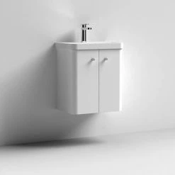 Cruze 500mm Curved Gloss White Wall Hung Vanity Unit -Victorian Plumbing Shop CRZ5WHVW d4 460