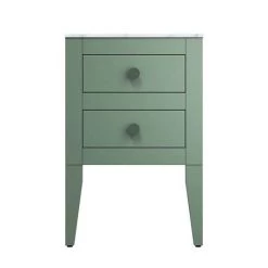 Crosswater Canvass Sage Green 485mm Double Drawer Unit with Carrara Marble Effect Worktop -Victorian Plumbing Shop CV485WLSGR D3 460