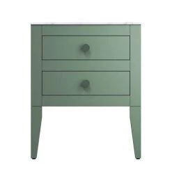 Crosswater Canvass Sage Green 600mm Double Drawer Unit with Carrara Marble Effect Worktop -Victorian Plumbing Shop CV600WLSGR D2 460