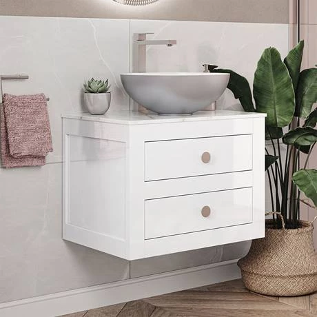 CV600WLWG_D3_460.jpg Crosswater Canvass White Gloss 600mm Double Drawer Unit with Carrara Marble Effect Worktop -Victorian Plumbing Shop CV600WLWG D3 460
