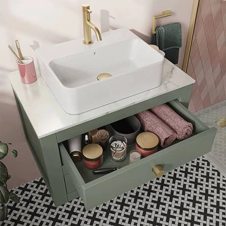 CV700WLSGR_D3_460.jpg Crosswater Canvass Sage Green 700mm Double Drawer Unit with Carrara Marble Effect Worktop -Victorian Plumbing Shop CV700WLSGR D3 460