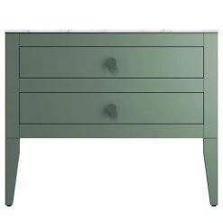 Crosswater Canvass Sage Green 900mm Double Drawer Unit with Carrara Marble Effect Worktop -Victorian Plumbing Shop CV900WLSGR D2 460