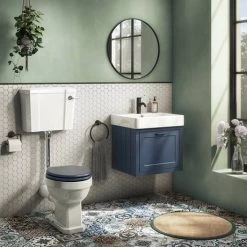 Chatsworth Traditional Blue Wall Hung Vanity - 560mm Wide with Matt Black Handle 2 Chatsworth Traditional Blue Wall Hung Vanity - 560mm Wide with Matt Black Handle -Victorian Plumbing Shop CWH560BLUMB d2 460