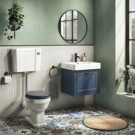 CWH560BLUMB-d2_460.jpg Chatsworth Traditional Blue Wall Hung Vanity - 560mm Wide with Matt Black Handle -Victorian Plumbing Shop CWH560BLUMB d2 460