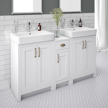 CWHT142PK-n-p.jpg Chatsworth Traditional White Double Basin Vanity + Cupboard Combination Unit -Victorian Plumbing Shop CWHT142PK n p
