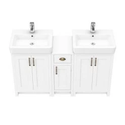 Chatsworth Traditional White Double Basin Vanity + Cupboard Combination Unit 2 Chatsworth Traditional White Double Basin Vanity + Cupboard Combination Unit -Victorian Plumbing Shop CWHT142PK nw d2 460
