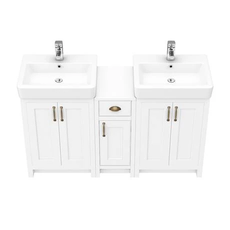 CWHT142PK-nw-d2_460.jpg Chatsworth Traditional White Double Basin Vanity + Cupboard Combination Unit -Victorian Plumbing Shop CWHT142PK nw d2 460