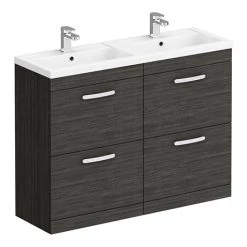 Brooklyn 1205mm Black Double Basin 4 Drawer Vanity Unit