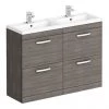 Brooklyn 1205mm Grey Avola Double Basin 4 Drawer Vanity Unit
