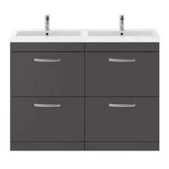 Brooklyn 1205mm Gloss Grey Double Basin 4 Drawer Vanity Unit -Victorian Plumbing Shop DBFS12GG4D d3 460