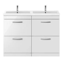 Brooklyn 1205mm Gloss White Double Basin 4 Drawer Vanity Unit -Victorian Plumbing Shop DBFS12W4D d4 460