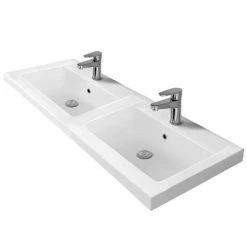 Brooklyn 1205mm White Gloss Wall Hung Double Basin Vanity Unit 2 Brooklyn 1205mm White Gloss Wall Hung Double Basin Vanity Unit -Victorian Plumbing Shop DBWH12WHT d2 460