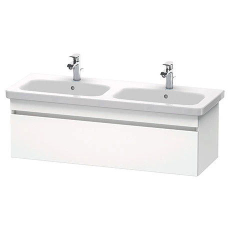 DDS1300WM_P.jpg Duravit DuraStyle 1300mm 1-Drawer Wall Mounted Double Basin Vanity Unit - White Matt -Victorian Plumbing Shop DDS1300WM P