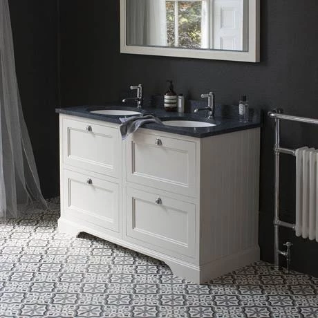 FC10G-BC12_D2_460.jpg Burlington 130 4-Drawer Vanity Unit & Minerva Worktop with Double Basin - Classic Grey -Victorian Plumbing Shop FC10G BC12 D2 460