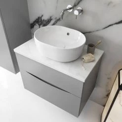 Crosswater Glide II Wall Hung Countertop Vanity Unit - White Gloss with Marble Worktop 2 Crosswater Glide II Wall Hung Countertop Vanity Unit - White Gloss with Marble Worktop -Victorian Plumbing Shop Glide2 marble worktop lifes 460 1