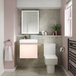 Milan Juno 500 x 360mm Blush Pink Wall Hung Vanity Unit 2 Milan Juno 500 x 360mm Blush Pink Wall Hung Vanity Unit -Victorian Plumbing Shop JN5MP d2 460