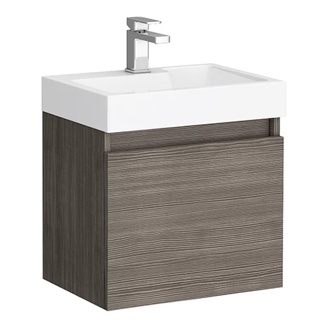JS5GA-n-p.jpg Milan Juno Slim Wall Hung Vanity Unit - Grey Avola - 500 x 300mm -Victorian Plumbing Shop JS5GA n p