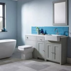 Tavistock Lansdown 700mm Freestanding Unit with Basin - Pebble Grey -Victorian Plumbing Shop LAN700PGBAS D2 460