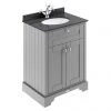 Old London 600mm Cabinet & Single Bowl Black Marble Top - Storm Grey