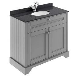 Old London 1000mm Cabinet & Single Bowl Black Marble Top - Storm Grey