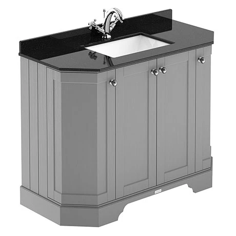 LOF282_P.jpg Old London Storm Grey Art Deco 1000mm Angled Cabinet with Black Marble Basin Top -Victorian Plumbing Shop LOF282 P