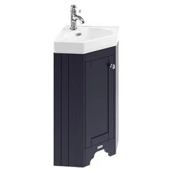 Old London Corner Vanity Unit - Twilight Blue - 595mm with Brushed Nickel Handle - LOF309