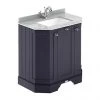 Old London Twilight Blue Art Deco 750mm Angled Cabinet with Grey Marble Basin Top