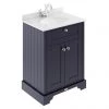 Old London 600mm Cabinet & Single Bowl White Marble Top - Twilight Blue