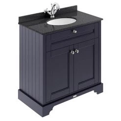 Old London 800mm Cabinet & Single Bowl Black Marble Top - Twilight Blue
