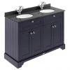 Old London 1200mm Cabinet & Double Bowl Black Marble Top - Twilight Blue