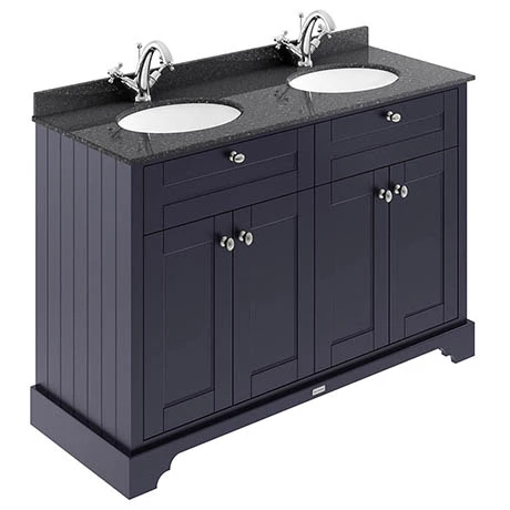 LOF363_P.jpg Old London 1200mm Cabinet & Double Bowl Black Marble Top - Twilight Blue -Victorian Plumbing Shop LOF363 P
