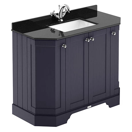 LOF382_P.jpg Old London Twilight Blue Art Deco 1000mm Angled Cabinet with Black Marble Basin Top -Victorian Plumbing Shop LOF382 P