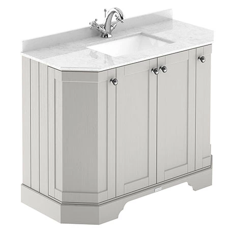 LOF483_P.jpg Old London Timeless Sand Art Deco 1000mm Angled Cabinet with White Marble Basin Top -Victorian Plumbing Shop LOF483 P