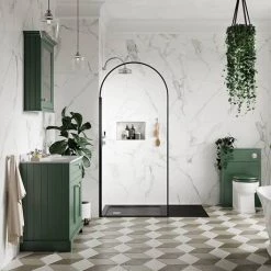 Old London 1000mm Cabinet & Single Bowl Grey Marble Top - Hunter Green -Victorian Plumbing Shop LOF878 D3 460