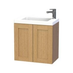 Miller London 60 Wall Hung Two Door Vanity Unit + Basin (Oak)