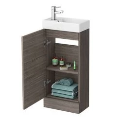 Milan W400 x D222mm Grey Avola Effect Compact Floor Standing Basin Unit -Victorian Plumbing Shop MIL003 d4 460