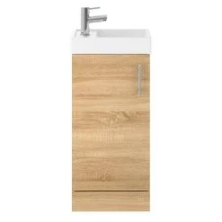 Milan W400 x D222mm Natural Oak Effect Compact Floor Standing Basin Unit -Victorian Plumbing Shop MIL005 nd1 460