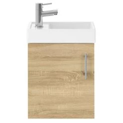 Milan W400 x D222mm Natural Oak Effect Compact Wall Hung Basin Unit 2 Milan W400 x D222mm Natural Oak Effect Compact Wall Hung Basin Unit -Victorian Plumbing Shop MIL011 detail1 460