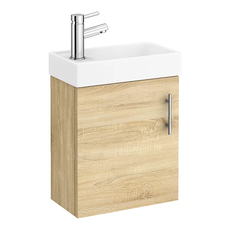MIL011_prod.jpg Milan W400 x D222mm Natural Oak Effect Compact Wall Hung Basin Unit -Victorian Plumbing Shop MIL011 prod