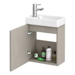 Milan W400 x D222mm Stone Grey Compact Wall Hung Basin Unit 3 Milan W400 x D222mm Stone Grey Compact Wall Hung Basin Unit -Victorian Plumbing Shop MIL012 d3 460