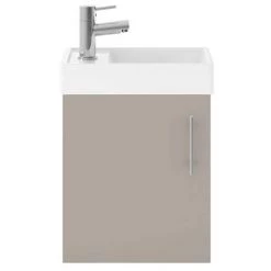 Milan W400 x D222mm Stone Grey Compact Wall Hung Basin Unit 2 Milan W400 x D222mm Stone Grey Compact Wall Hung Basin Unit -Victorian Plumbing Shop MIL012 detail1 460