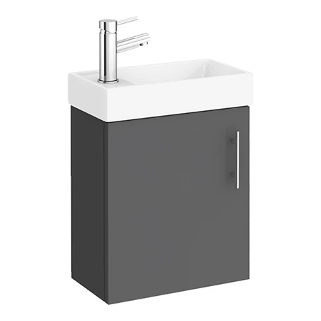 MIL013_np.jpg Milan W400 x D222mm Gloss Grey Compact Wall Hung Basin Unit -Victorian Plumbing Shop MIL013 np
