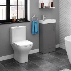 Milan W400 x D222mm Gloss Grey Compact Floor Standing Basin Unit 3 Milan W400 x D222mm Gloss Grey Compact Floor Standing Basin Unit -Victorian Plumbing Shop MIL014 d3 460